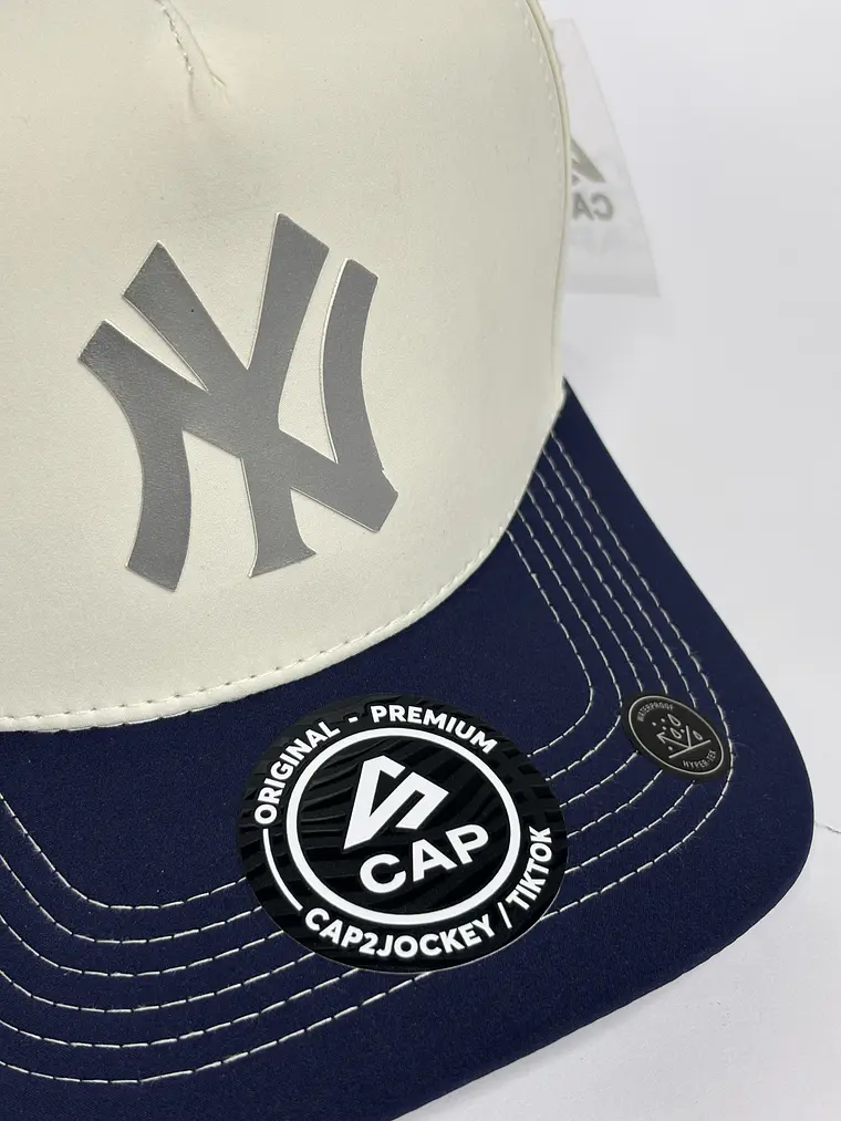 Gorra de lona 5p láser - Bicolor Blanco x Azul M / New York silver  2