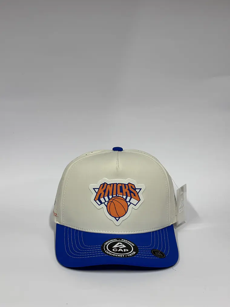 Gorra de lona 5p láser - Bicolor Blanco H x Azul R / knicks  1
