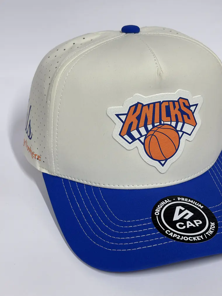 Gorra de lona 5p láser - Bicolor Blanco H x Azul R / knicks  2