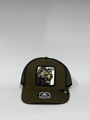 Jockey de lona 5p - Verde musgo/ grizzly
