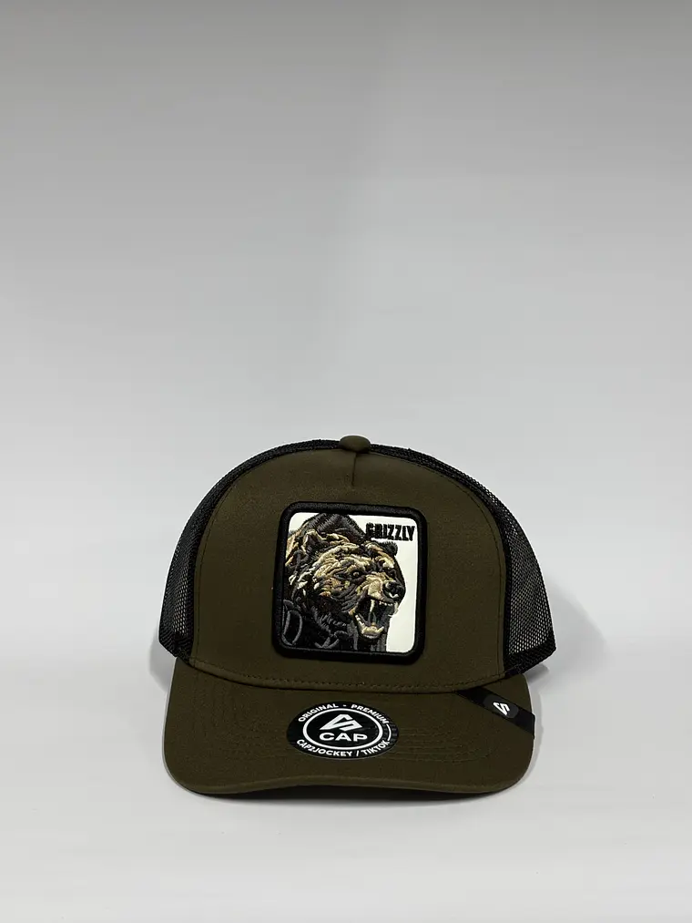 Jockey de lona 5p - Verde musgo/ grizzly 1