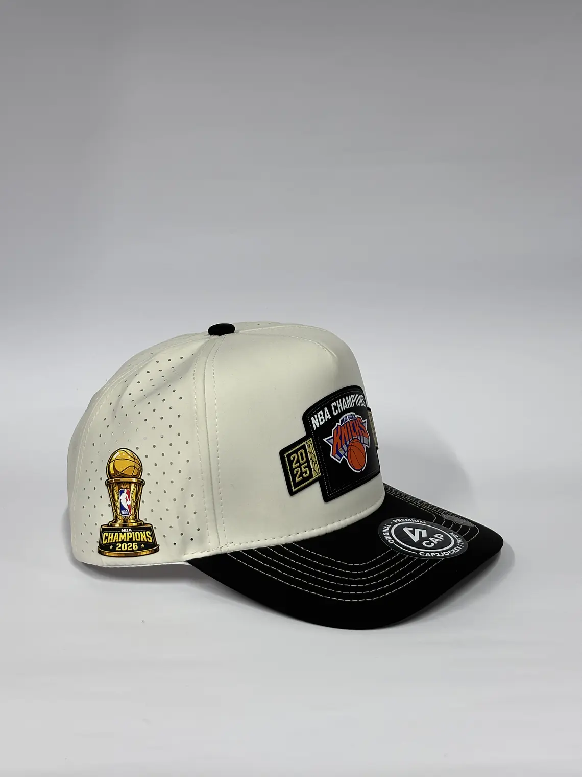 Gorra de lona 5p láser - Bicolor Blanco x Negro - Champions NBA Knicks  5