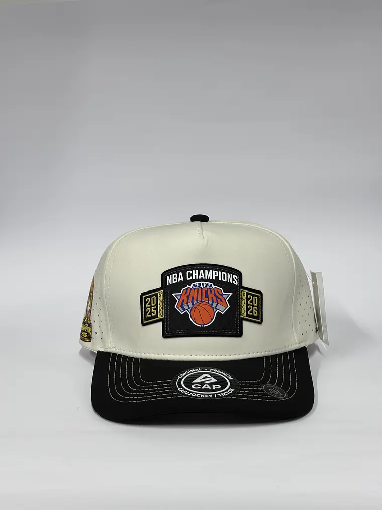 Gorra de lona 5p láser - Bicolor Blanco x Negro - Champions NBA Knicks  1