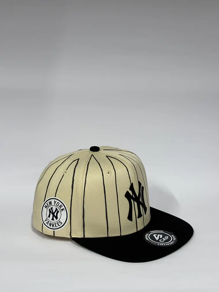 Gorra plana 6p / Bicolor Beige x Negro - NY vintage  3