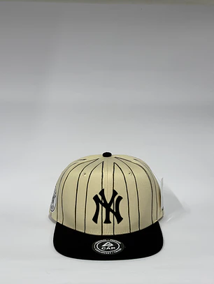 Gorra plana 6p / Bicolor Beige x Negro - NY vintage 