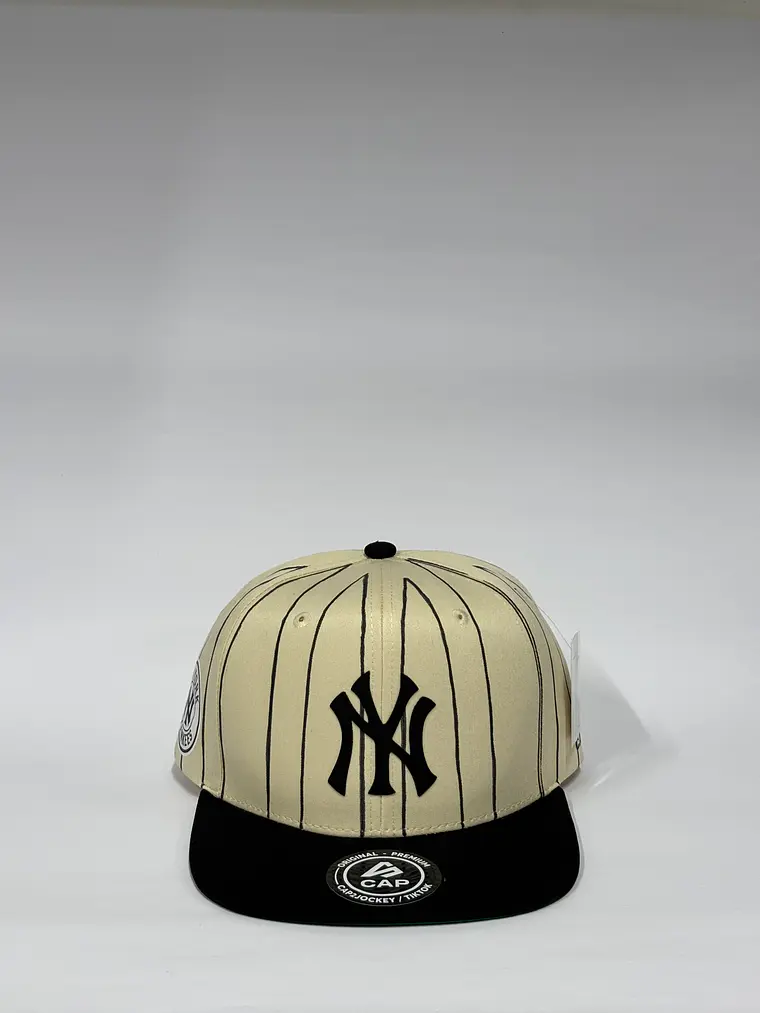 Gorra plana 6p / Bicolor Beige x Negro - NY vintage  1