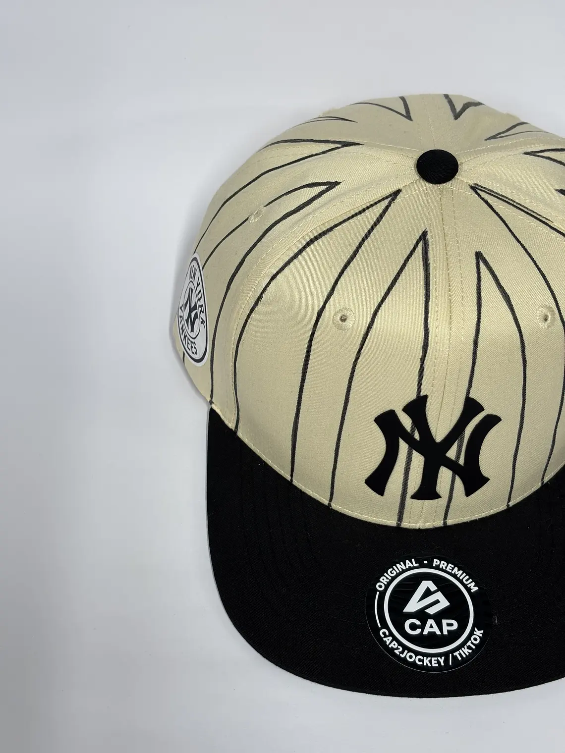 Gorra plana 6p / Bicolor Beige x Negro - NY vintage  2