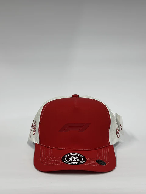 Gorra de lona 5p láser - Bicolor Rojo x Blanco / F1 racing  