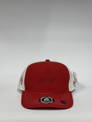 Gorra de lona 5p láser - Bicolor Rojo x Blanco / F1 racing  