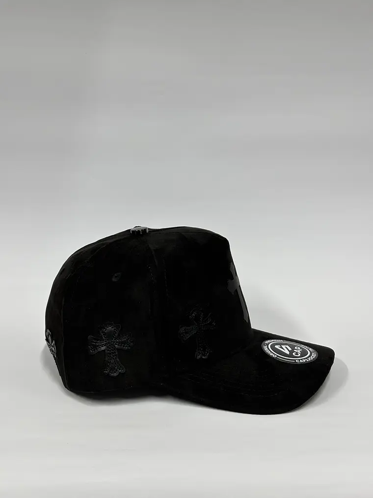 Gorra de gamuza 5p - Full Negro - Cruces de la noche  2