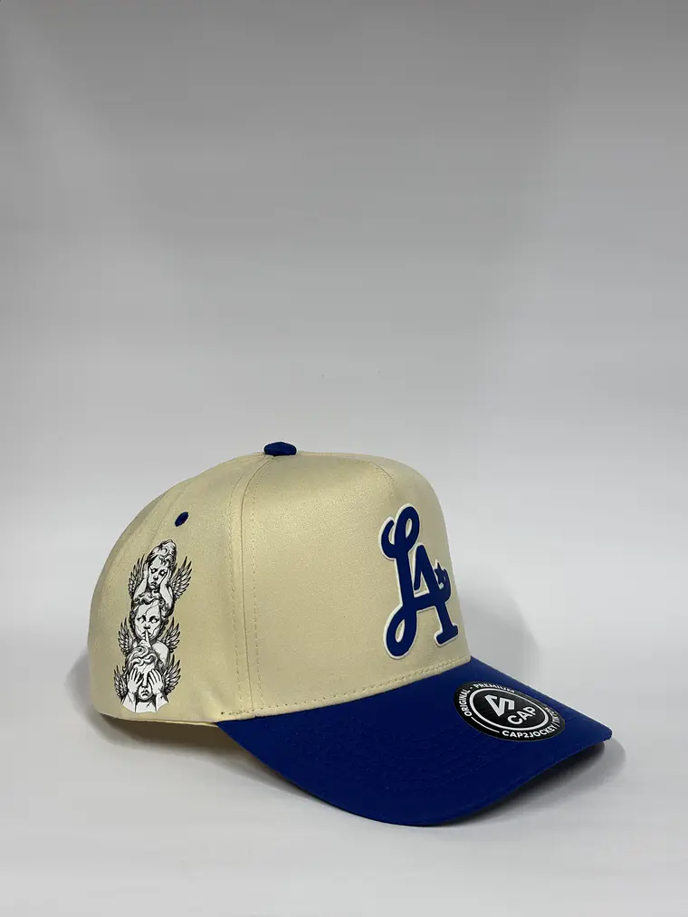 Gorra de lona 5p - Bicolor Beige x Azul - Los Ángeles LA  4