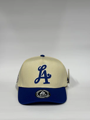 Gorra de lona 5p - Bicolor Beige x Azul - Los Ángeles LA 
