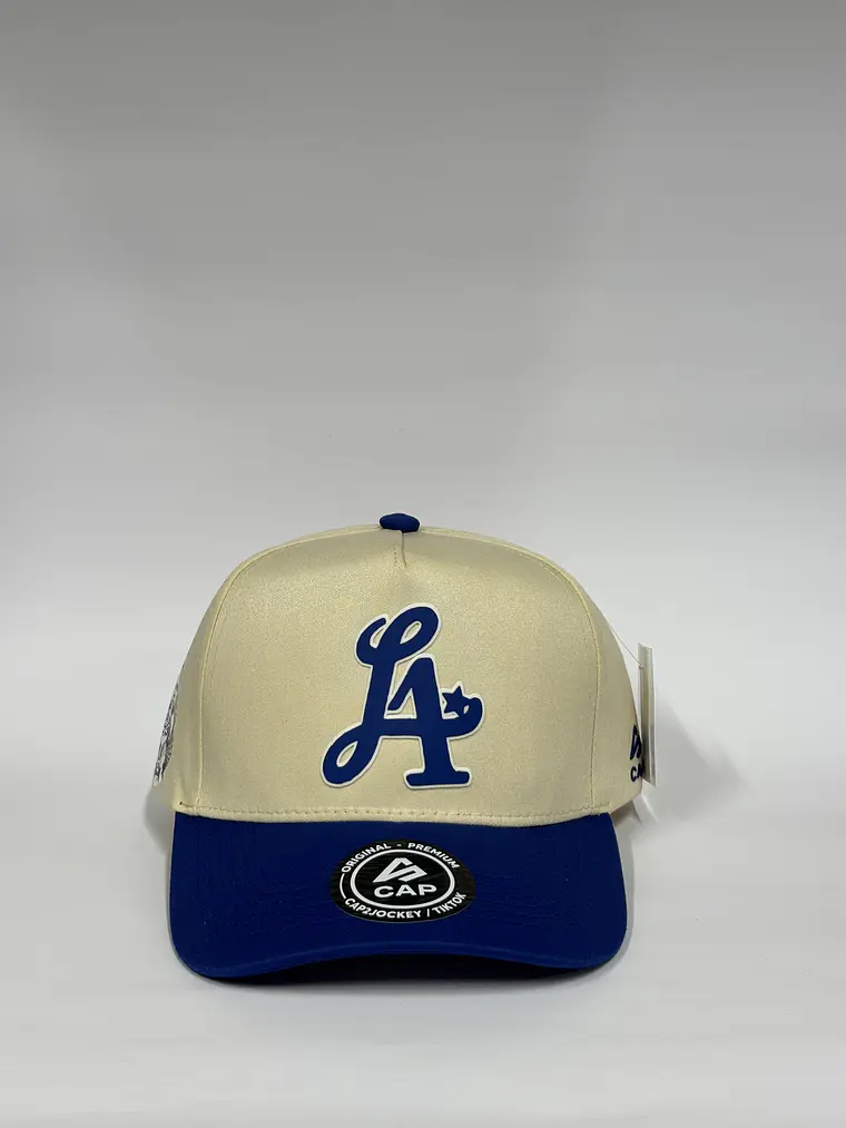 Gorra de lona 5p - Bicolor Beige x Azul - Los Ángeles LA  1