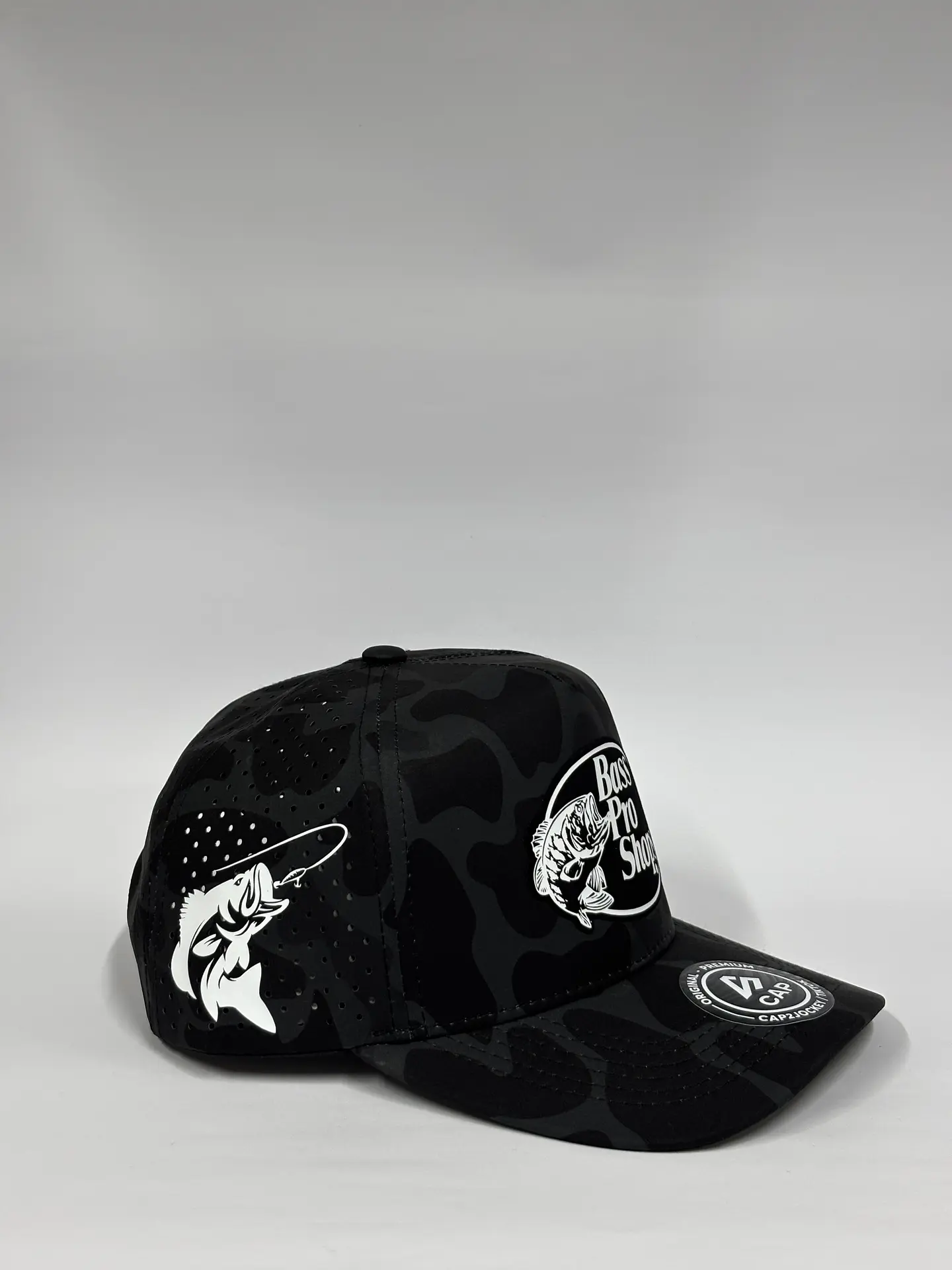Gorra de lona 5p láser - Camuflado Negro / Bass pro shop  4