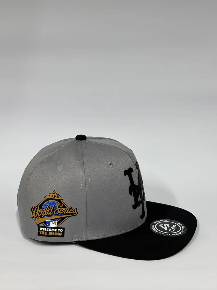 Gorra de lona 6p plana - Bicolor Gris x negro / NY Mets 1995 3