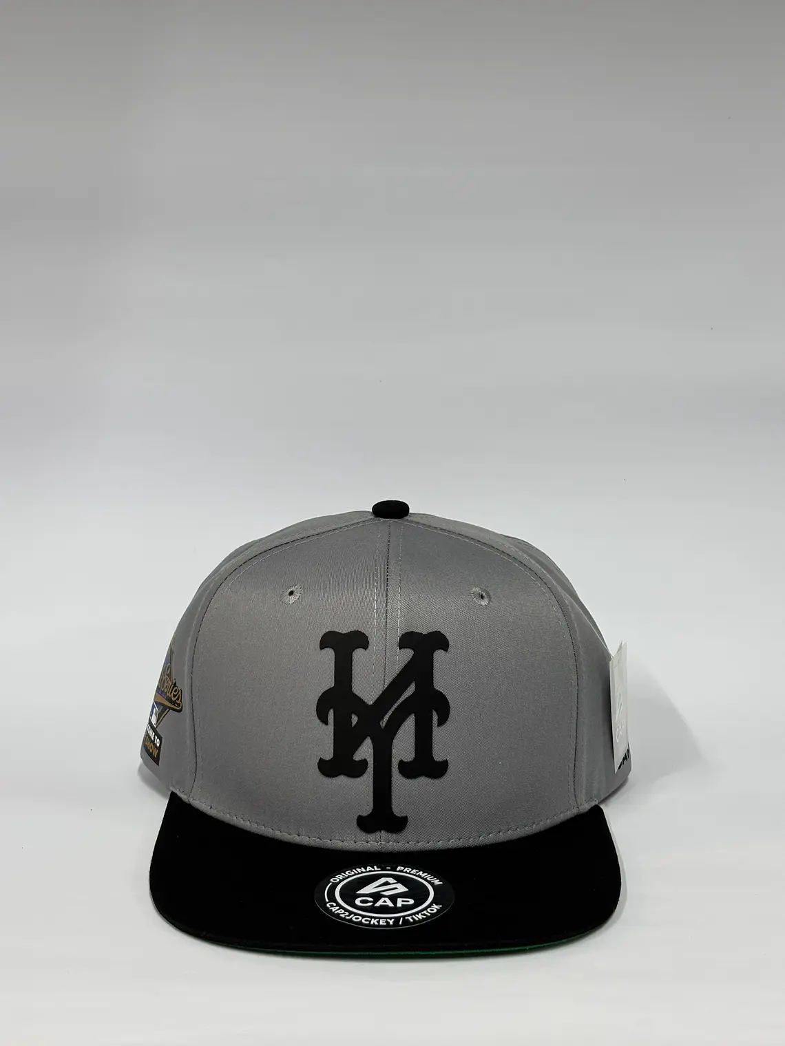 Gorra de lona 6p plana - Bicolor Gris x negro / NY Mets 1995 1