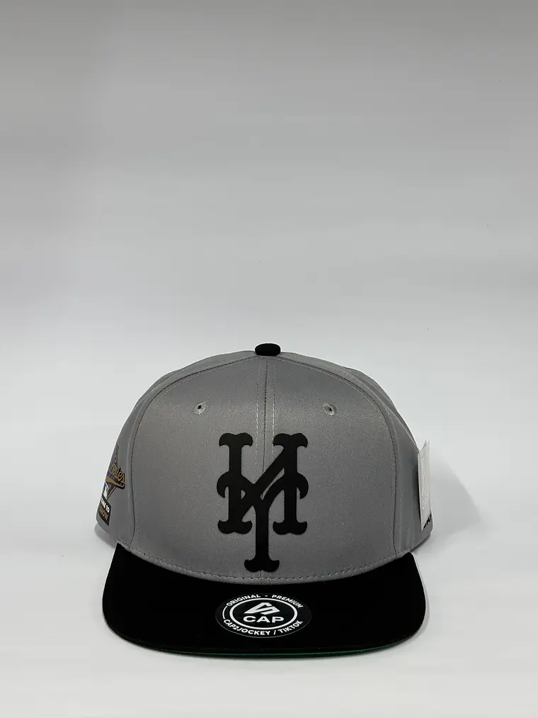 Gorra de lona 6p plana - Bicolor Gris x negro / NY Mets 1995 1