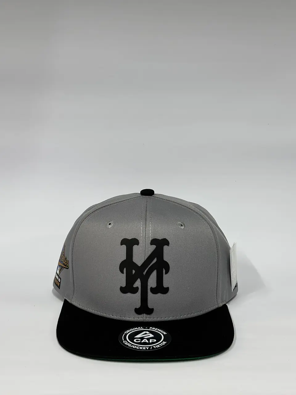 Gorra de lona 6p plana - Bicolor Gris x negro / NY Mets 1995 1