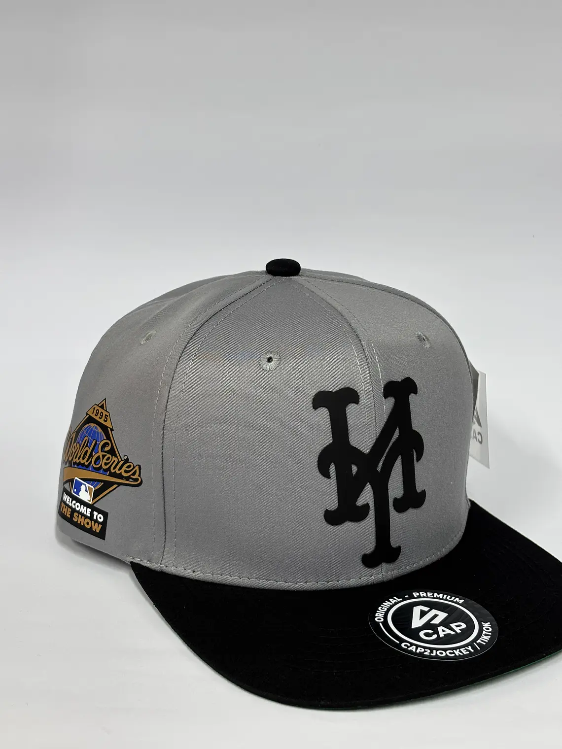 Gorra de lona 6p plana - Bicolor Gris x negro / NY Mets 1995 2
