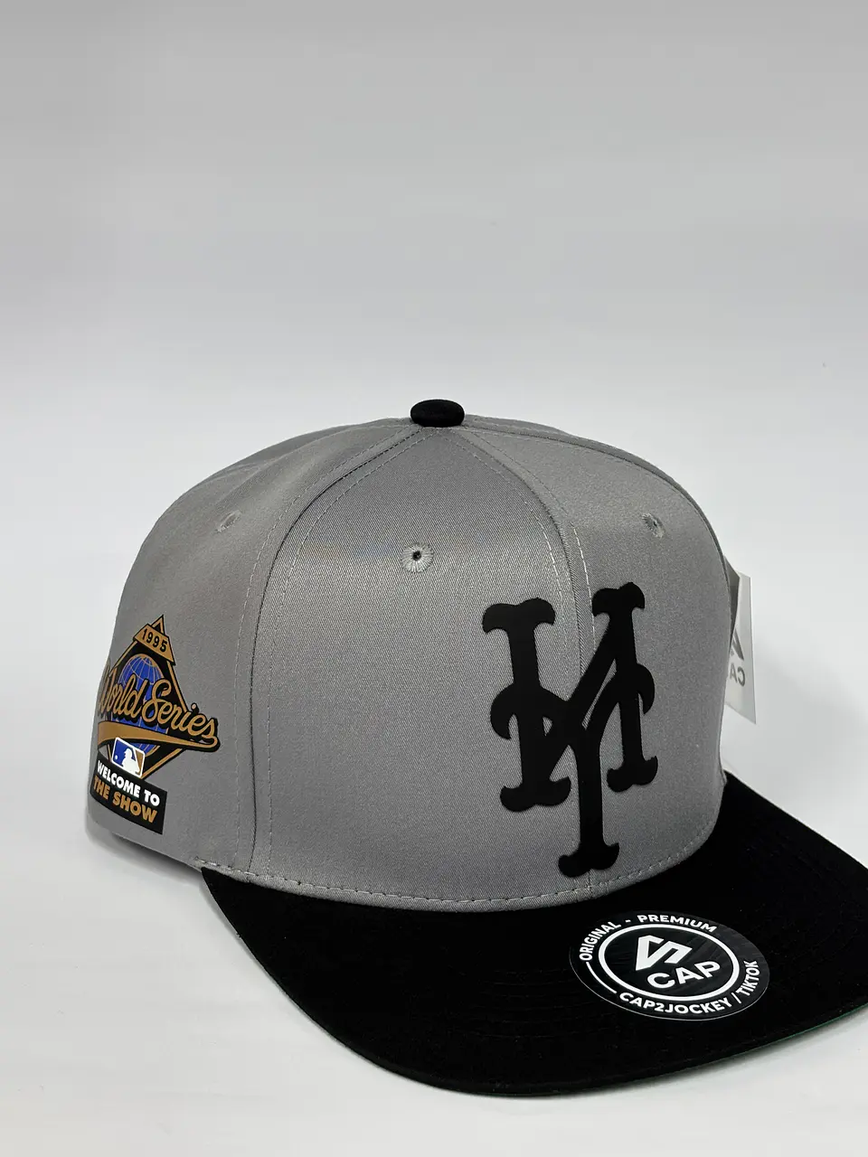 Gorra de lona 6p plana - Bicolor Gris x negro / NY Mets 1995 2