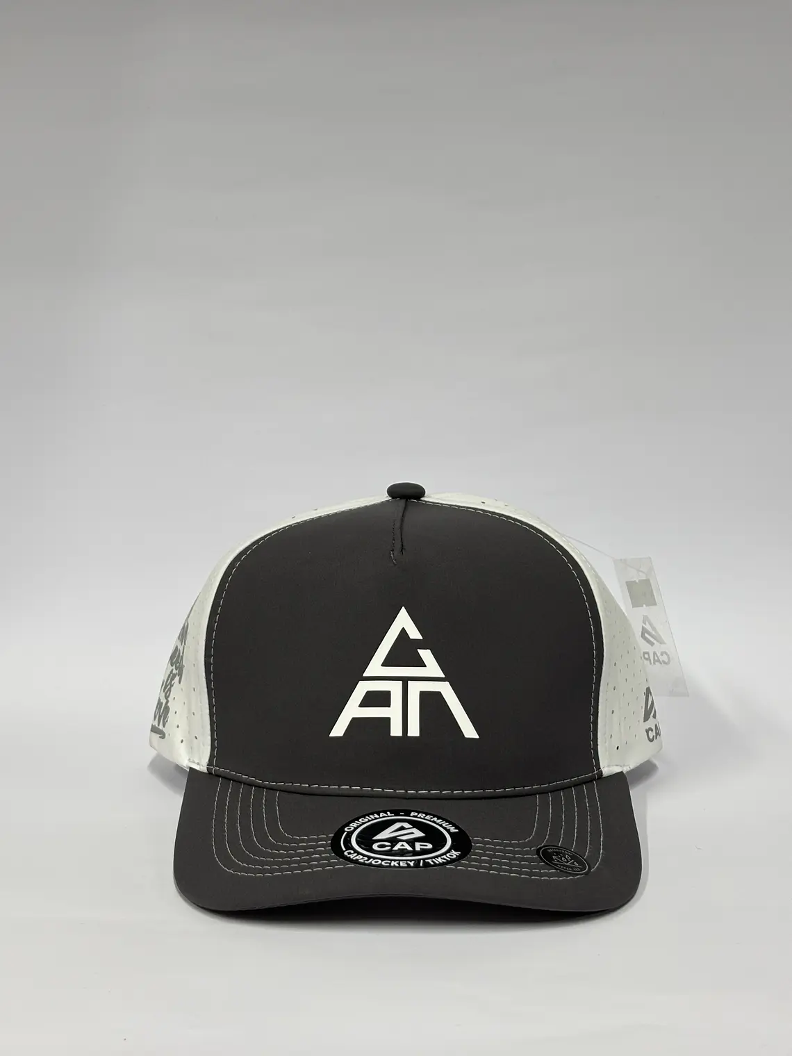 Gorra de 5p láser - Bicolor Gris x Blanco / Can is love  1