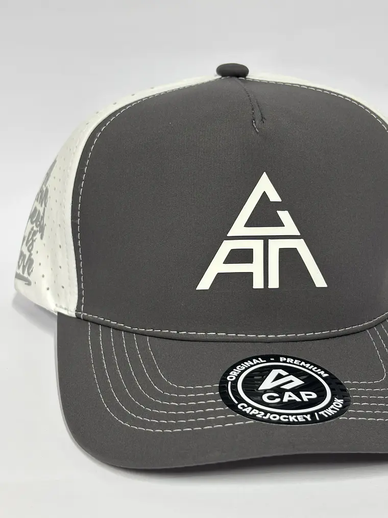Gorra de 5p láser - Bicolor Gris x Blanco / Can is love  2