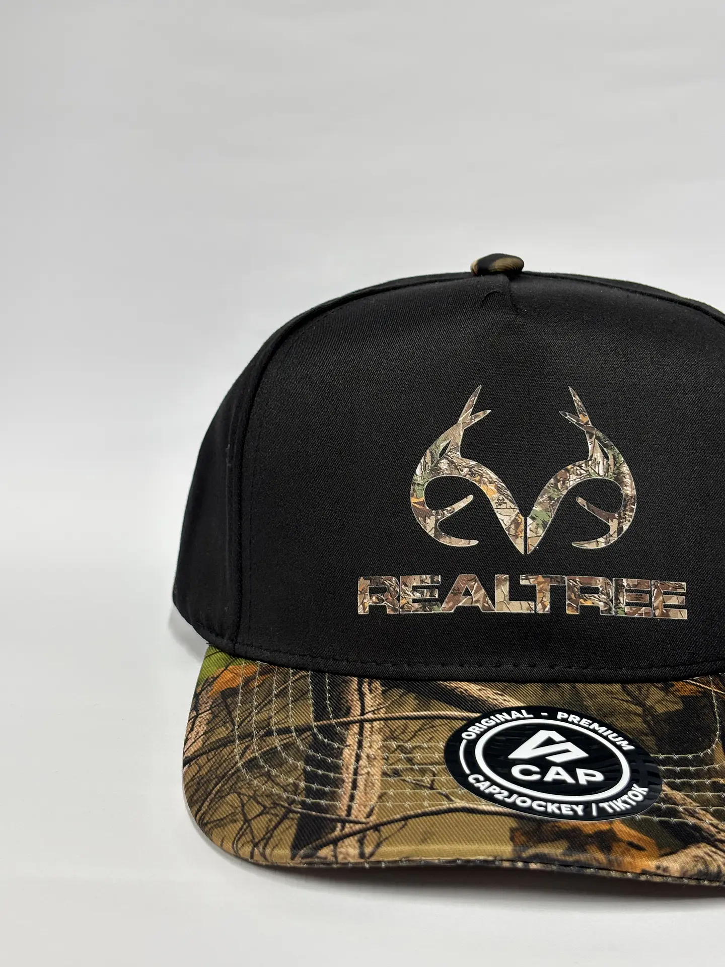 Gorra de lona 5p - Bicolor Negro x camuflaje - Real tree 2