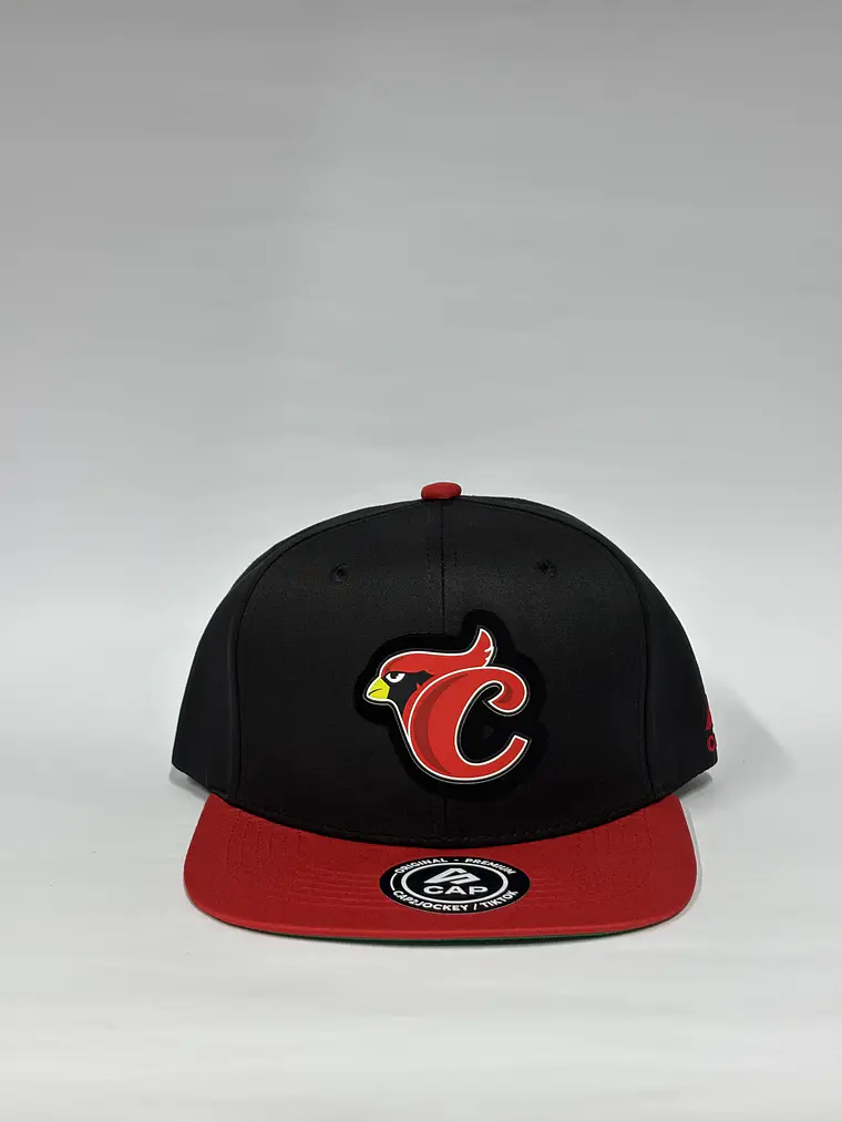 Gorra de lona plana 6p - Negro x rojo / Cardenales de Lara  1