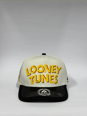 Gorra de lona 5p - Blanco x negro - Looney tunes personajes 