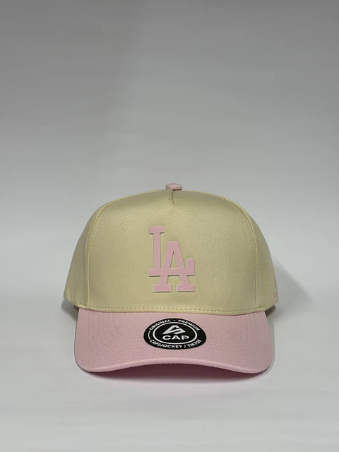 Gorra de lona 5p - Beige x rosado / LA Los Ángeles  clasic 