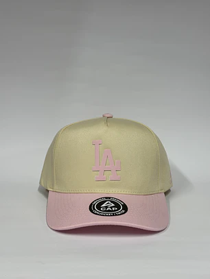 Gorra de lona 5p - Beige x rosado / LA Los Ángeles  clasic 