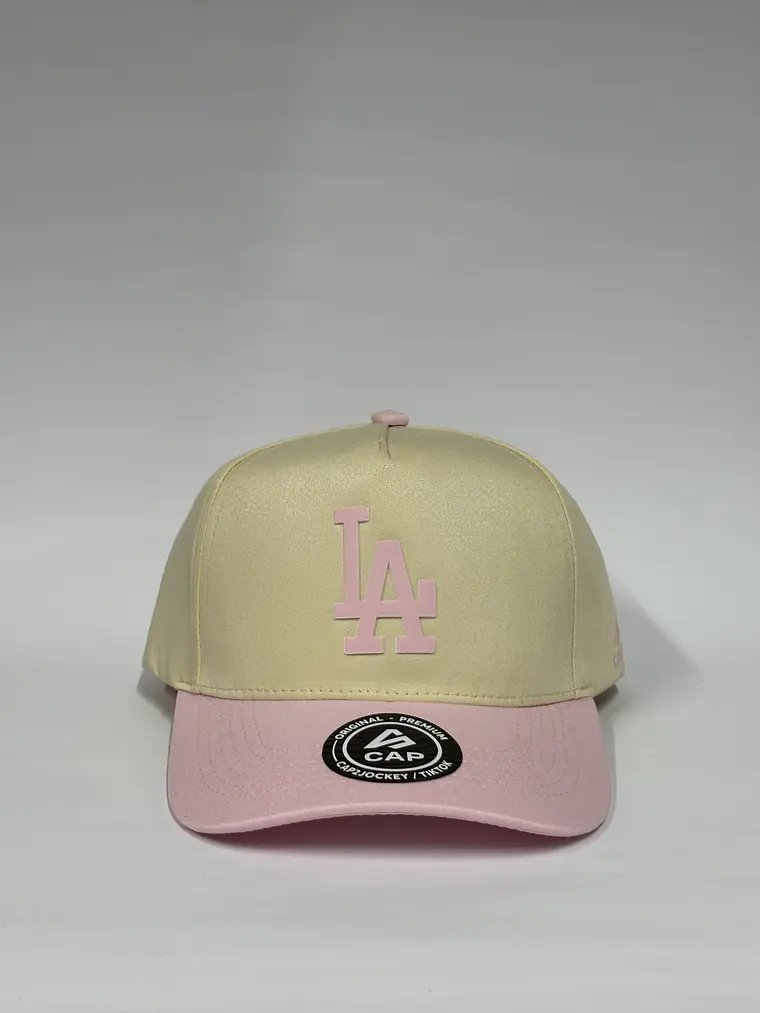 Gorra de lona 5p - Beige x rosado / LA Los Ángeles  clasic  1