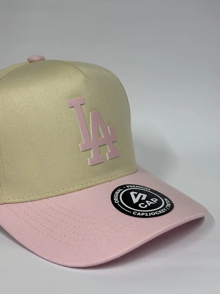 Gorra de lona 5p - Beige x rosado / LA Los Ángeles  clasic  2