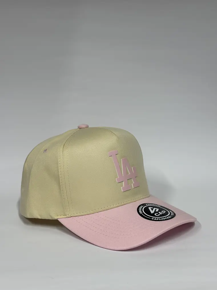 Gorra de lona 5p - Beige x rosado / LA Los Ángeles  clasic  3