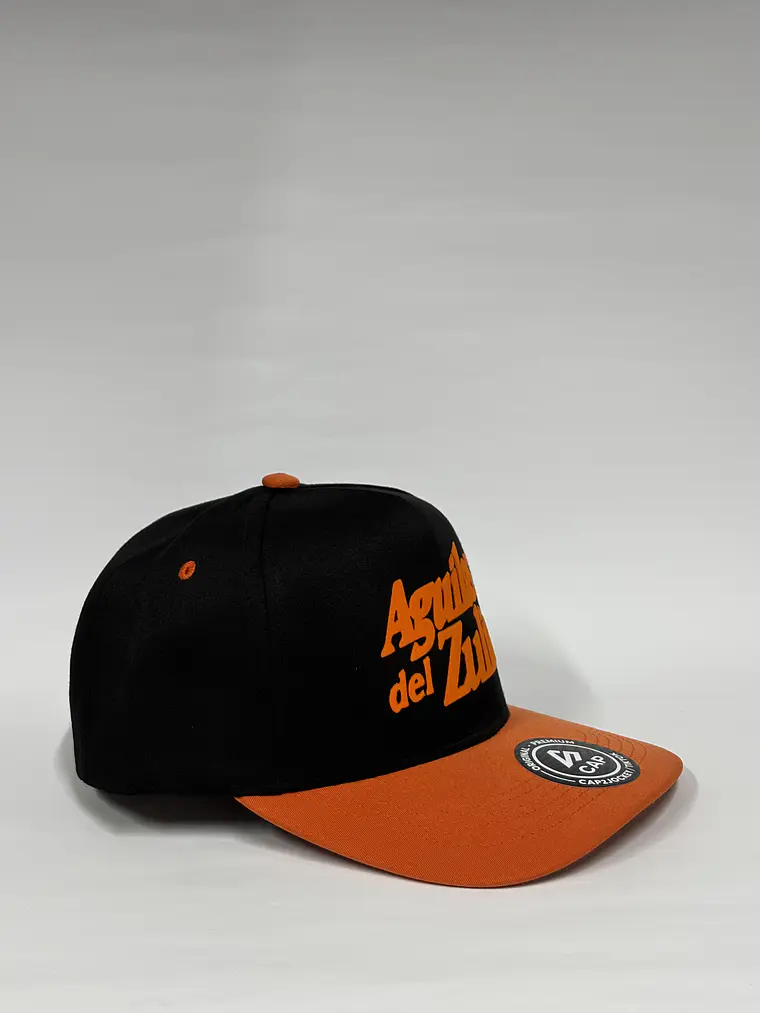 Gorra de lona 5p - Negro x naranja / Aguilas del zulia texto  2