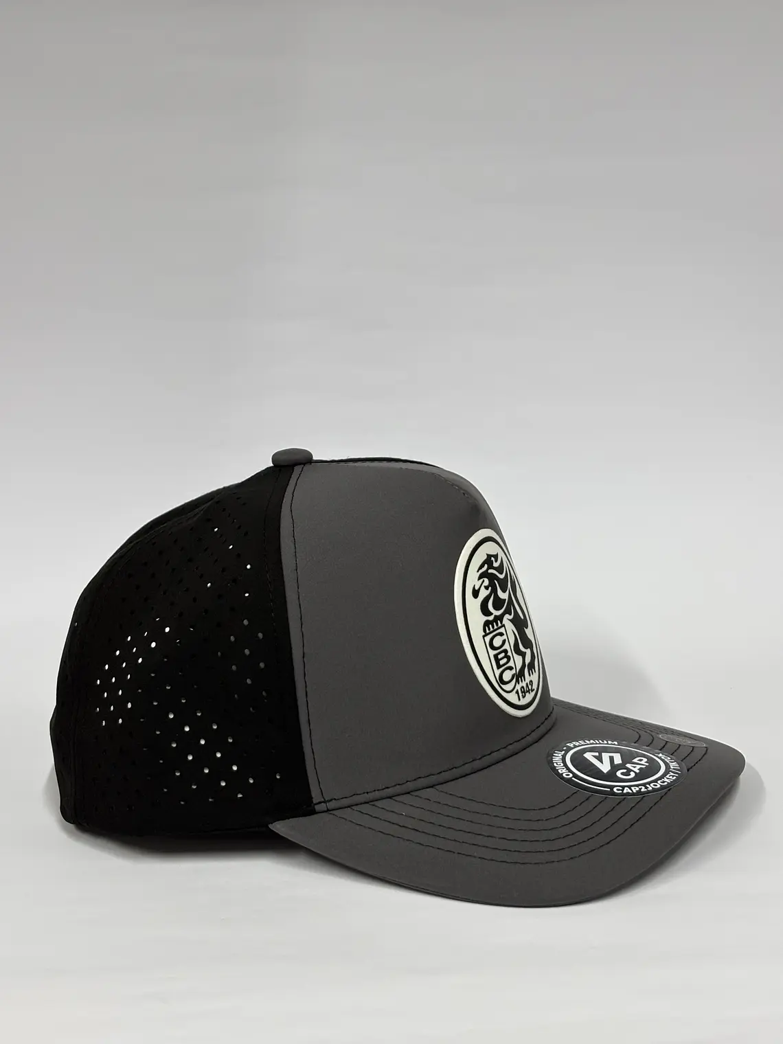 Gorra de lona 5p láser - Gris x negro / Leones del Caracas CBC 2