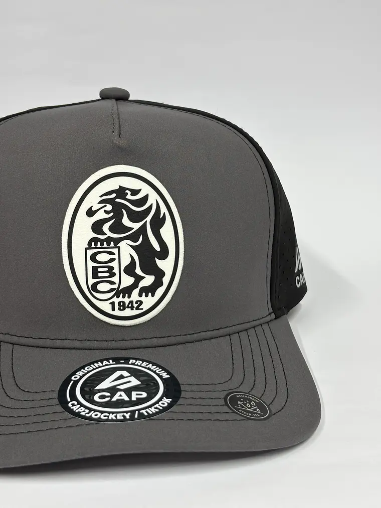 Gorra de lona 5p láser - Gris x negro / Leones del Caracas CBC 3