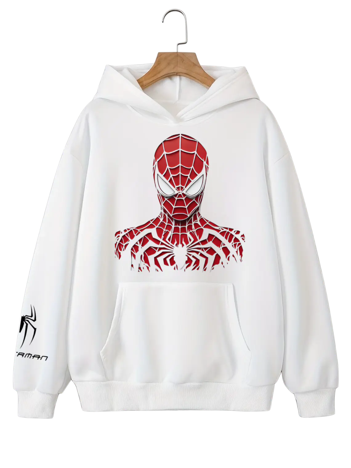 Poleron canguro de algodón - Blanco / Spiderman clasic 3