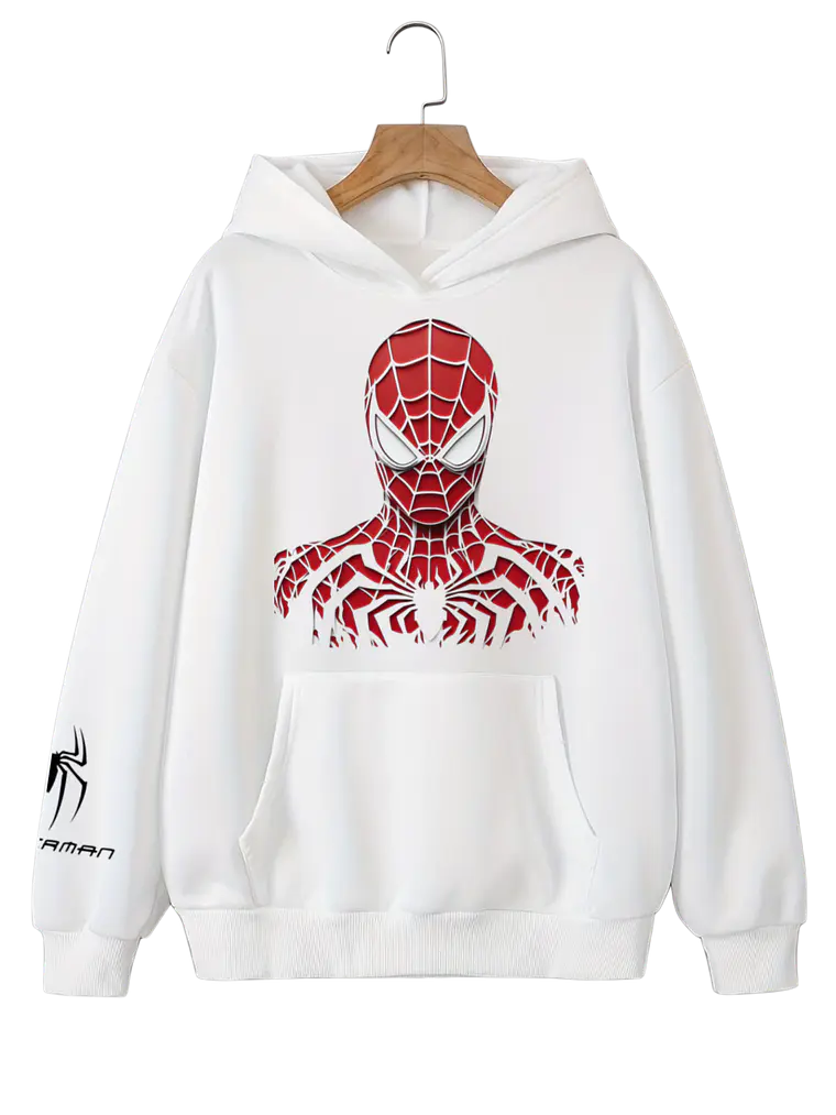 Poleron canguro de algodón - Blanco / Spiderman clasic 3