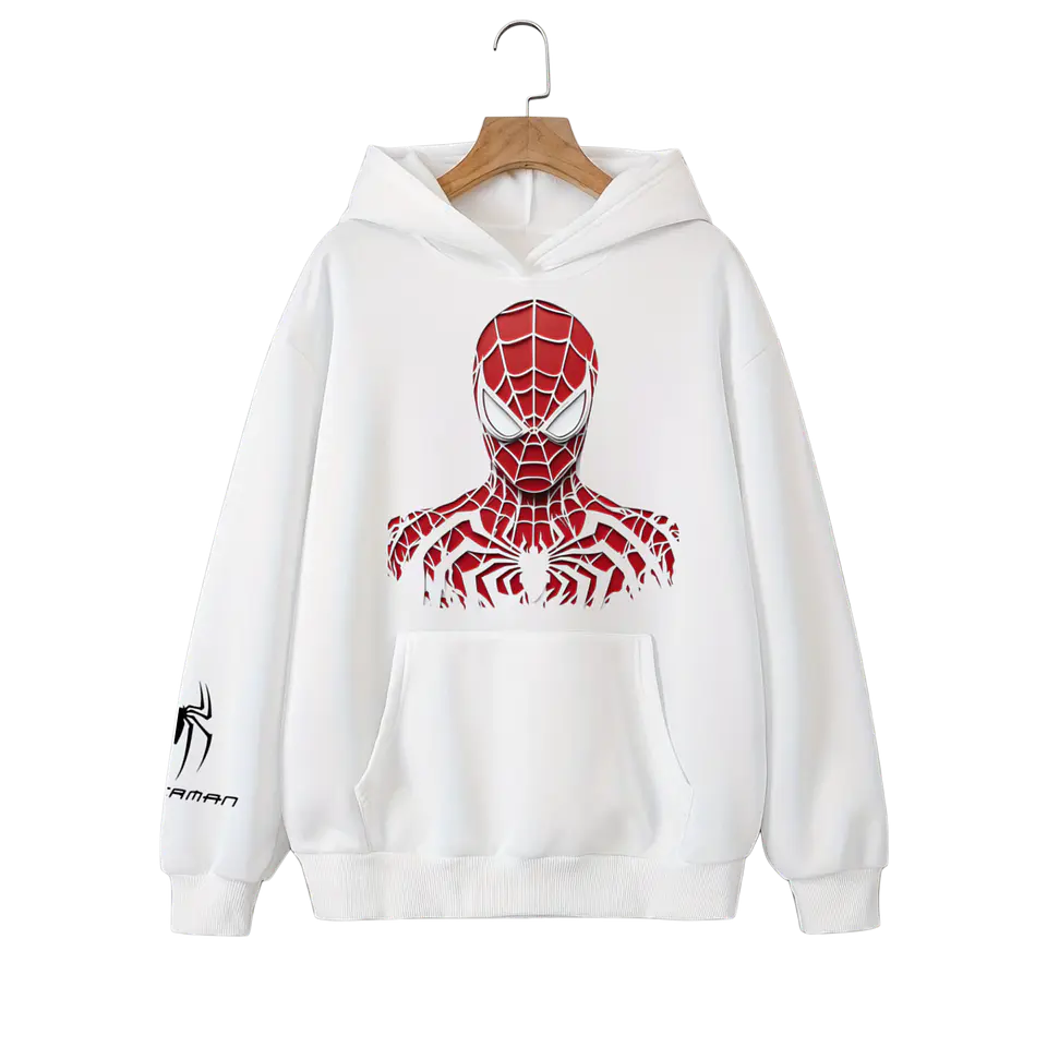 Poleron canguro de algodón - Blanco / Spiderman clasic 3