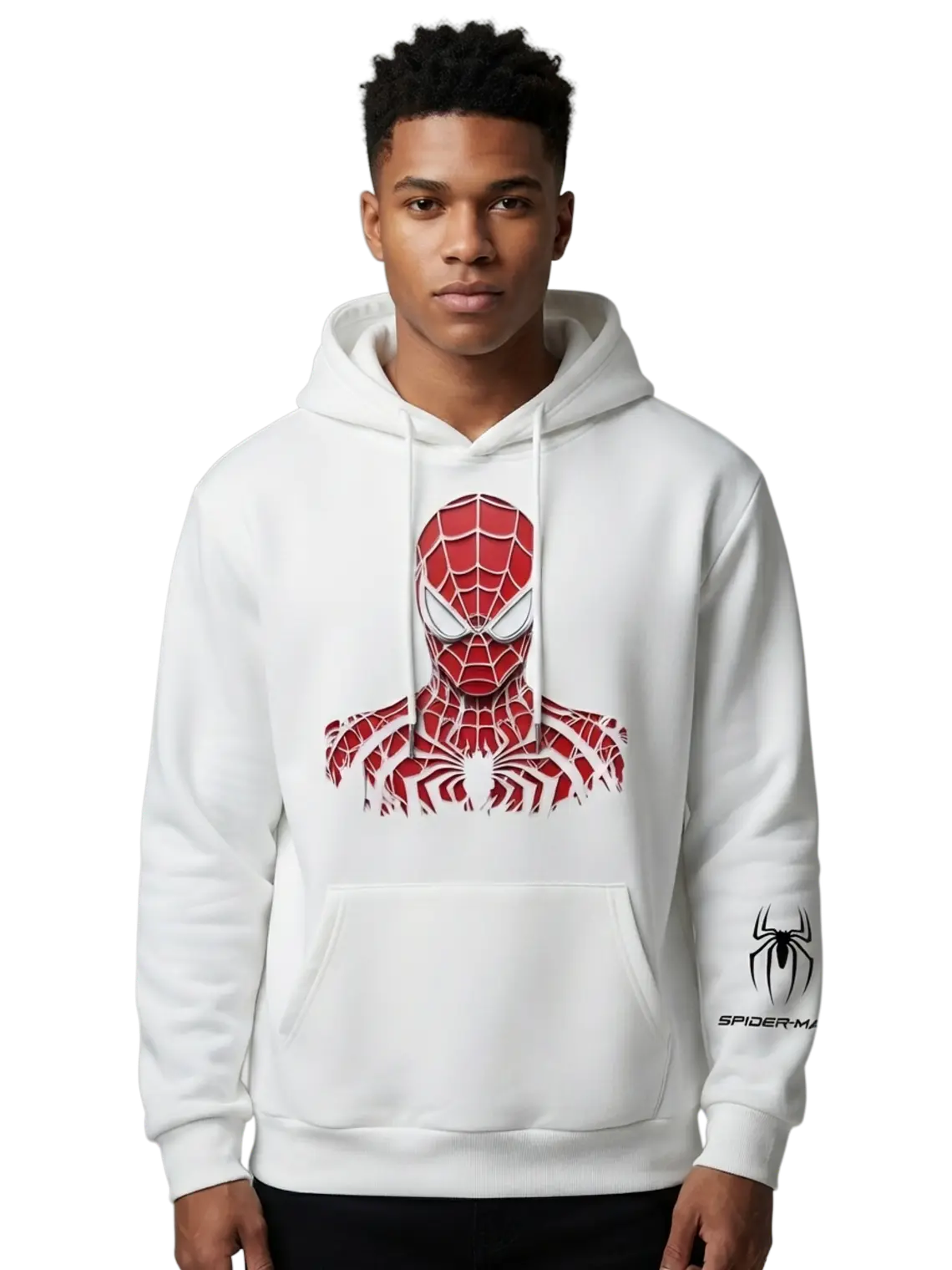 Poleron canguro de algodón - Blanco / Spiderman clasic 1