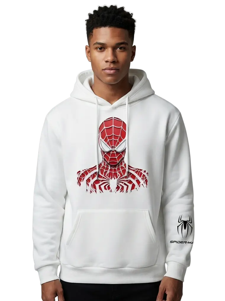 Poleron canguro de algodón - Blanco / Spiderman clasic 1