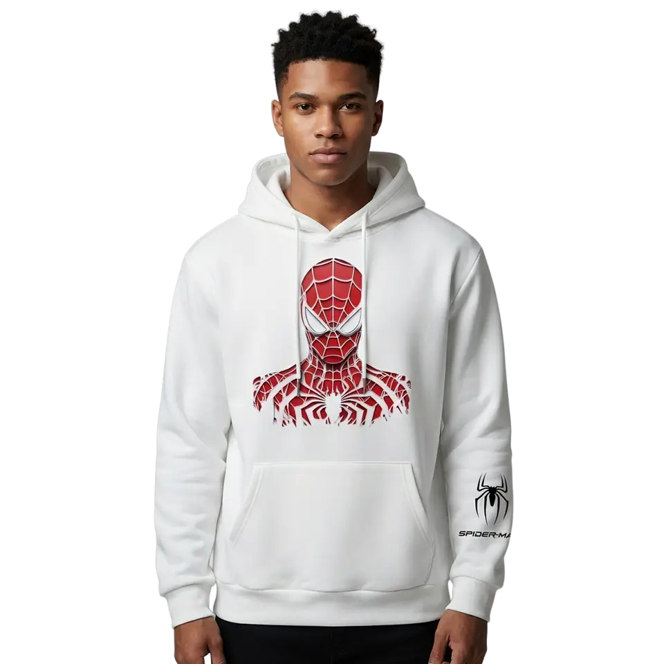 Poleron canguro de algodón - Blanco / Spiderman clasic 1