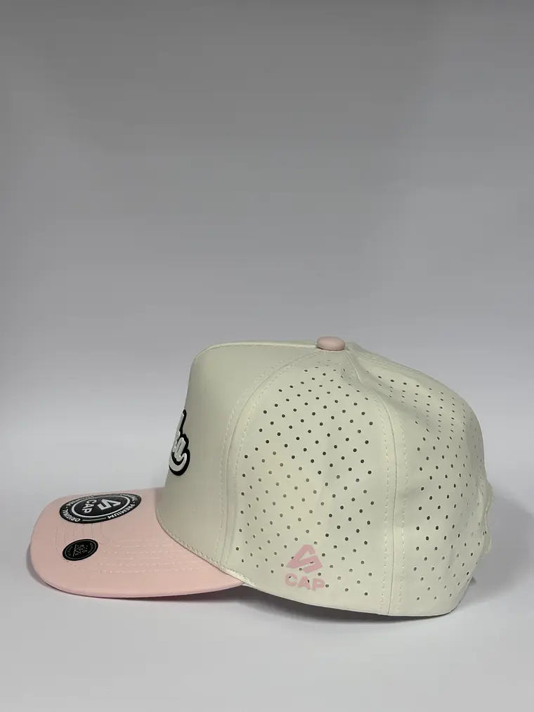 Gorra de lona 5p láser - Blanco x Rosado / Veneka  6
