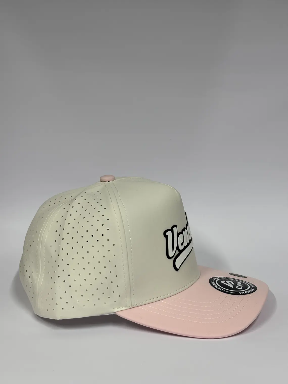 Gorra de lona 5p láser - Blanco x Rosado / Veneka  3