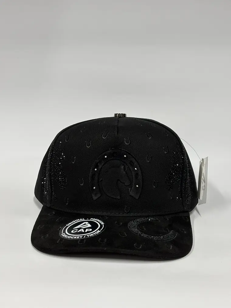 Gorra de lona 5p - Negro / herradura de caballo  1