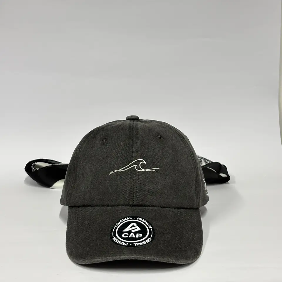 Gorra de algodón 6p - Negro / olas 🌊  1
