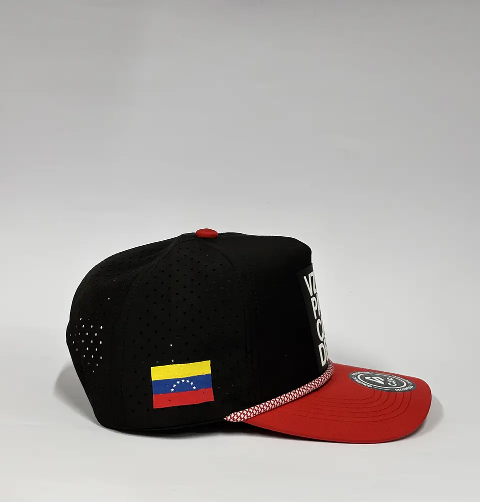 Gorra de lona 5p láser - Negro x rojo / Vzla país candela  3