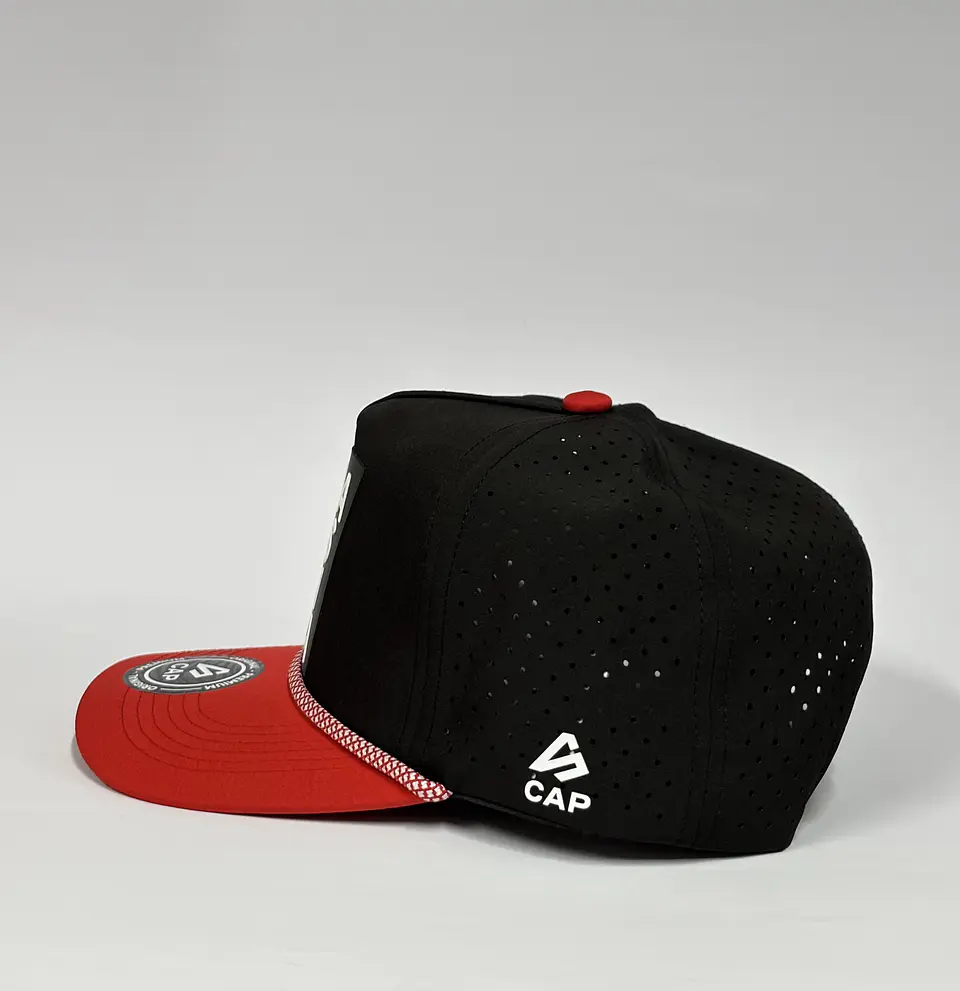 Gorra de lona 5p láser - Negro x rojo / Vzla país candela  5