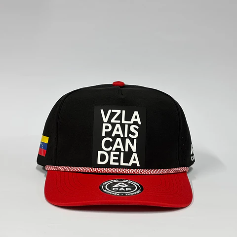 Gorra de lona 5p láser - Negro x rojo / Vzla país candela 